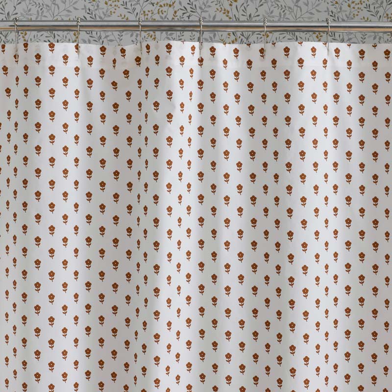 Mini-Prints Garment Washed Cotton Percale Shower Curtain - Flowers