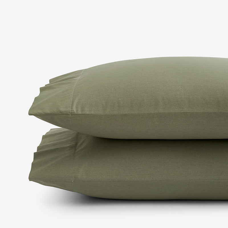Classic Cool Cotton Percale Pillowcase Set - Olive Green, Standard