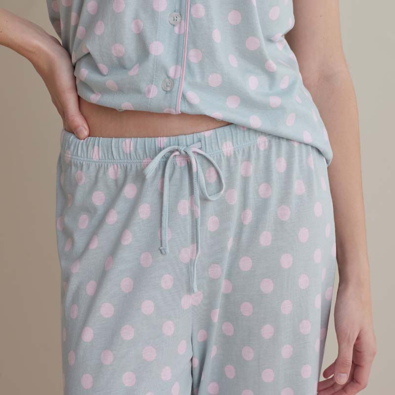 Cotton Modal Women's Cropped Pants Pajama Set - Pretty Dot, S