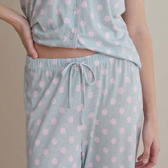 Cotton Modal Women's Cropped Pants Pajama Set - Pretty Dot, S