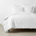 Dobby Stripe Classic Smooth Wrinkle-Free Sateen Bed Duvet Cover - White, Full/Queen