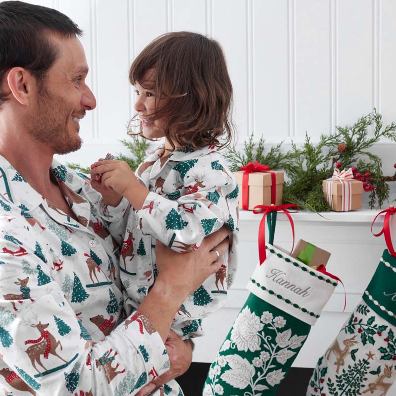 Family Flannel Kid's Button-Down Pajama Set - Winter Skating Animals, 10