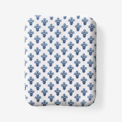 Suhana  Garment Washed Cotton Percale Fitted Bed Sheet - Blue, Twin XL