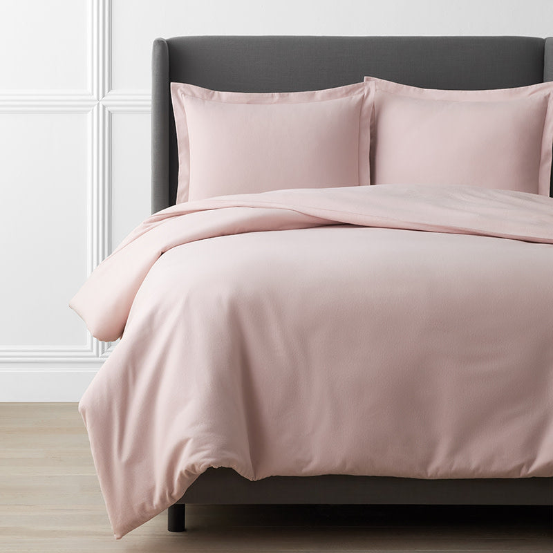 Luxe Ultra-Cozy Cotton Velvet Flannel Duvet Cover Dusty Rose, Full/Queen