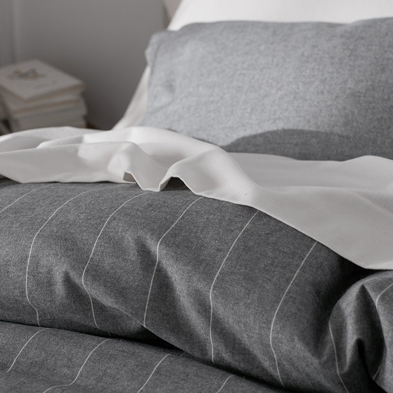 Bromley Premium Ultra-Cozy Flannel Bed Sheet Set - Smoke Stripes, Full