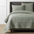 Premium Breathable Washed Linen Solid Quilt - Moss, King/Cal King