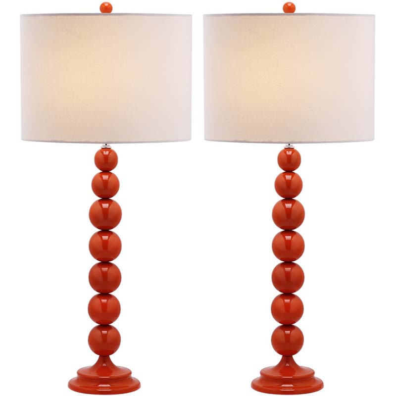 Beaded Table Lamp, Set of 2 - Red