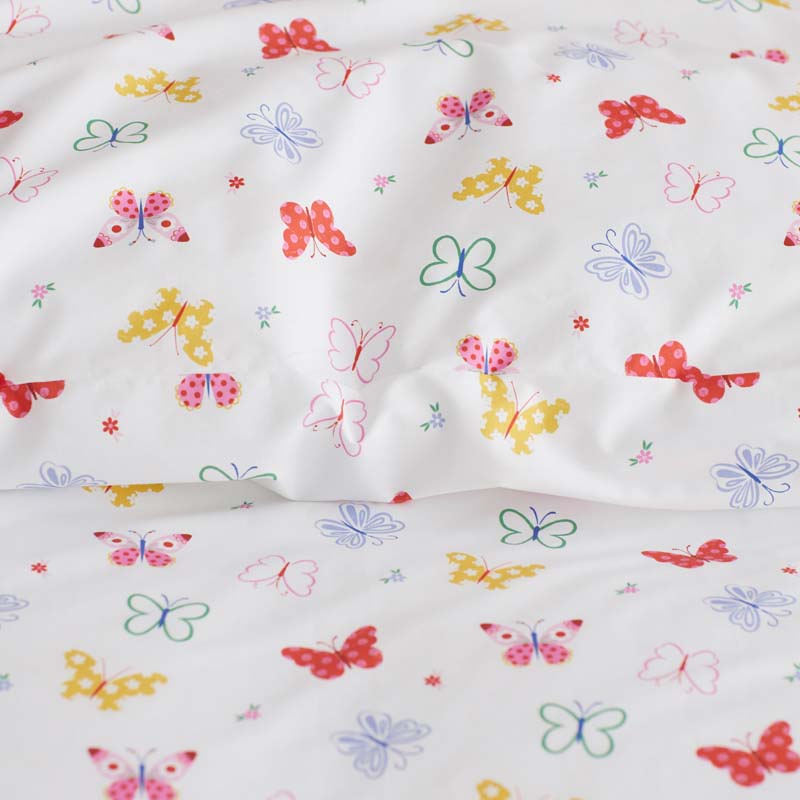 Ditsy Butterflies Classic Cool Organic Cotton Percale Duvet Cover Set - White Multi, Full/Queen
