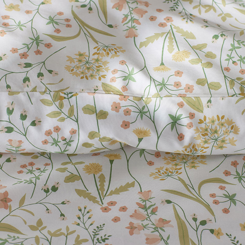 Clemencia Classic Cool Cotton Percale Sham - Mini Floral Peach Blossom, Euro