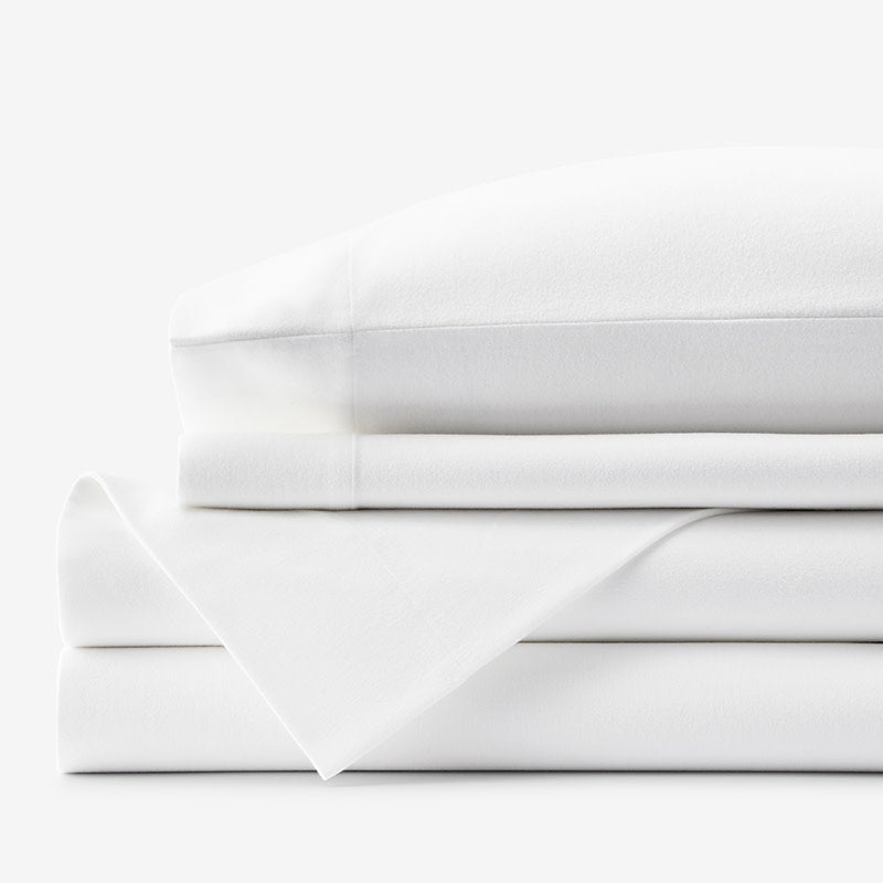 Premium Ultra-Cozy Cotton Velvet Flannel Bed Sheet Set - White, Twin