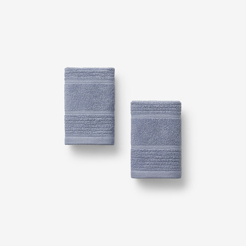 Textured Stripe Washcloths, Set of 2 - Blue Mist