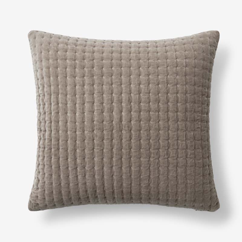 Tufted Stitch Velvet Decorative Square Pillow Cover - Taupe, 20 in. x 20 in.