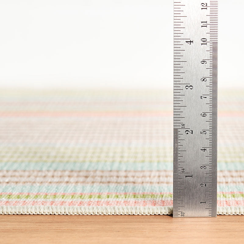 Ana Ticking Washable Rug - Aqua, 2' x 8'