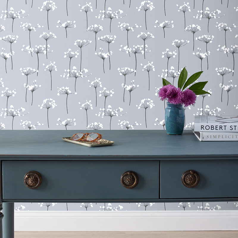 Dandelion Removable Wallpaper - Silver, Swatch