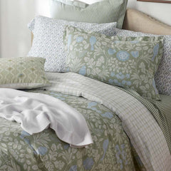 Tira Floral Classic Cool Cotton Percale Reversible Comforter - Bird Green, King/Cal. King