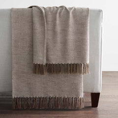 Yarn-Dyed Fringe Throw - Brown