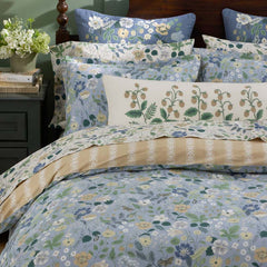 Strawberry Fields Classic Cool Cotton Percale Reversible Duvet Cover - Slate, King/Cal. King
