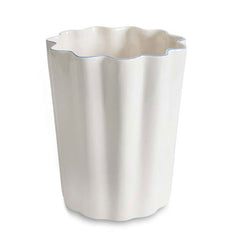 Scallop Waste Basket - Cream and Blue