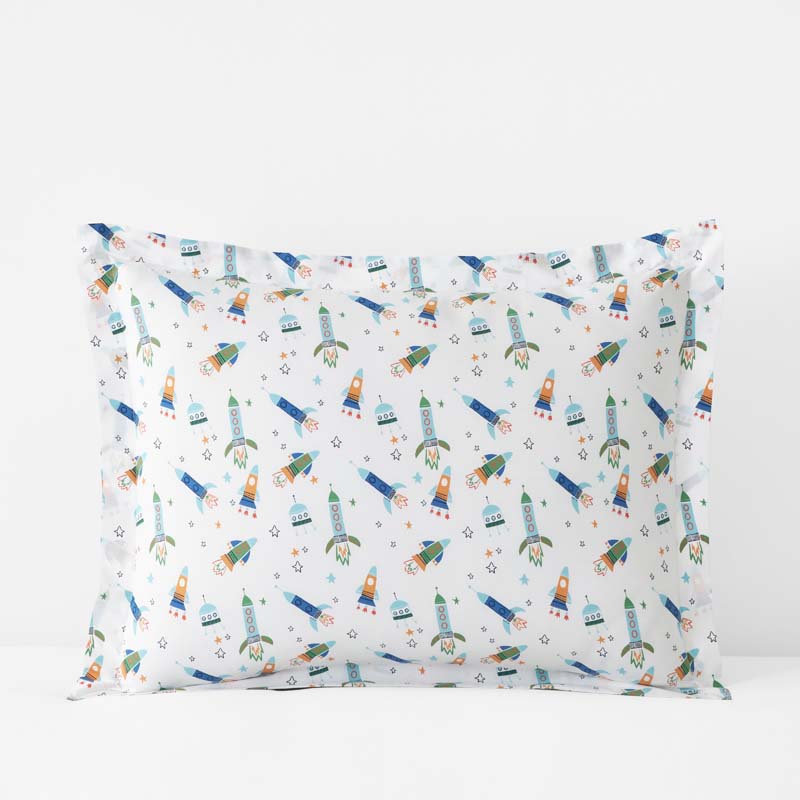 Space Adventure Classic Cool Organic Cotton Percale Sham - White Multi, Standard