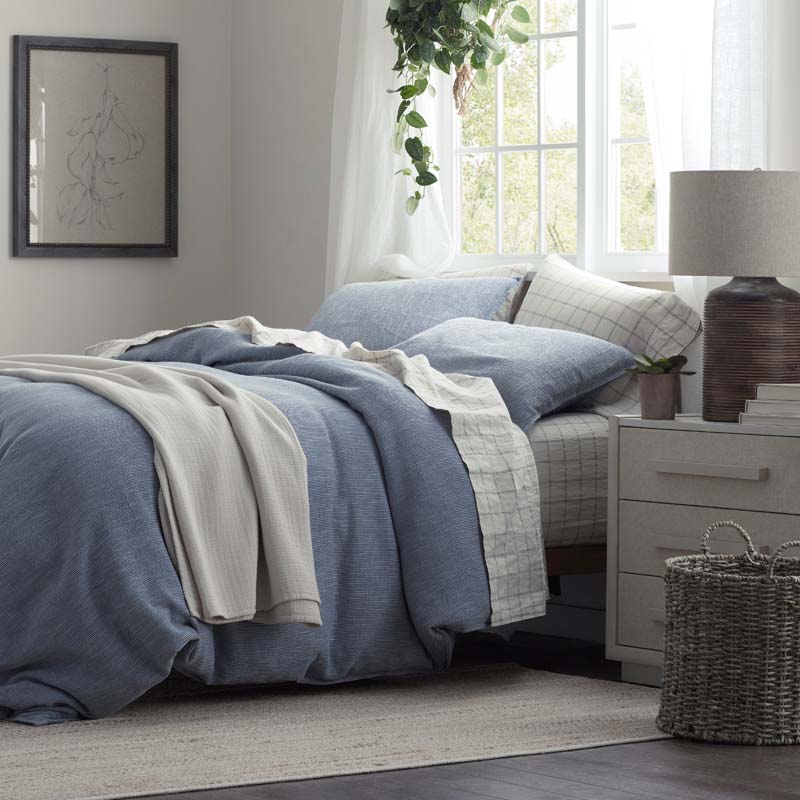 Mini Waffle Sham - Denim Blue, Euro