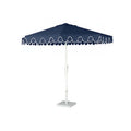 9' Round Double Scallop Outdoor Patio Umbrella, Aluminum with Auto Tilt and Crank Lift - Navy