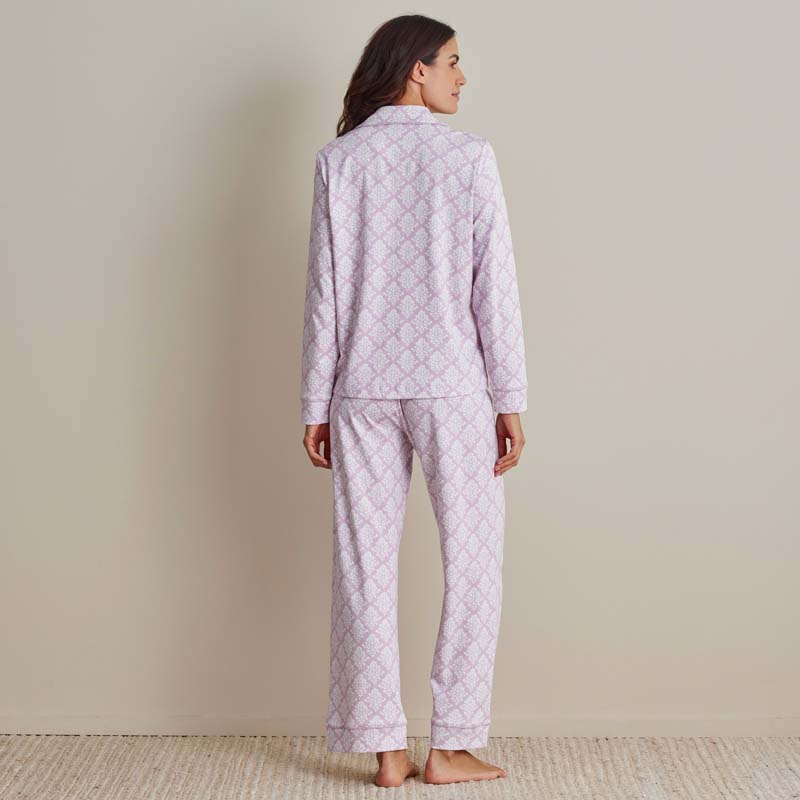 Printed Pima Cotton Women's Button-Down Pajama Set - Lisbon Mauve, XL