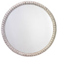 Wood Beaded Mirror - White, Round