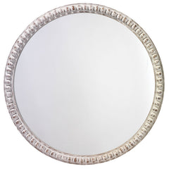 Wood Beaded Mirror - White, Round