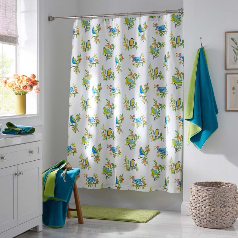 Summer Prints Classic Cool Cotton Percale Shower Curtain - Bird Days