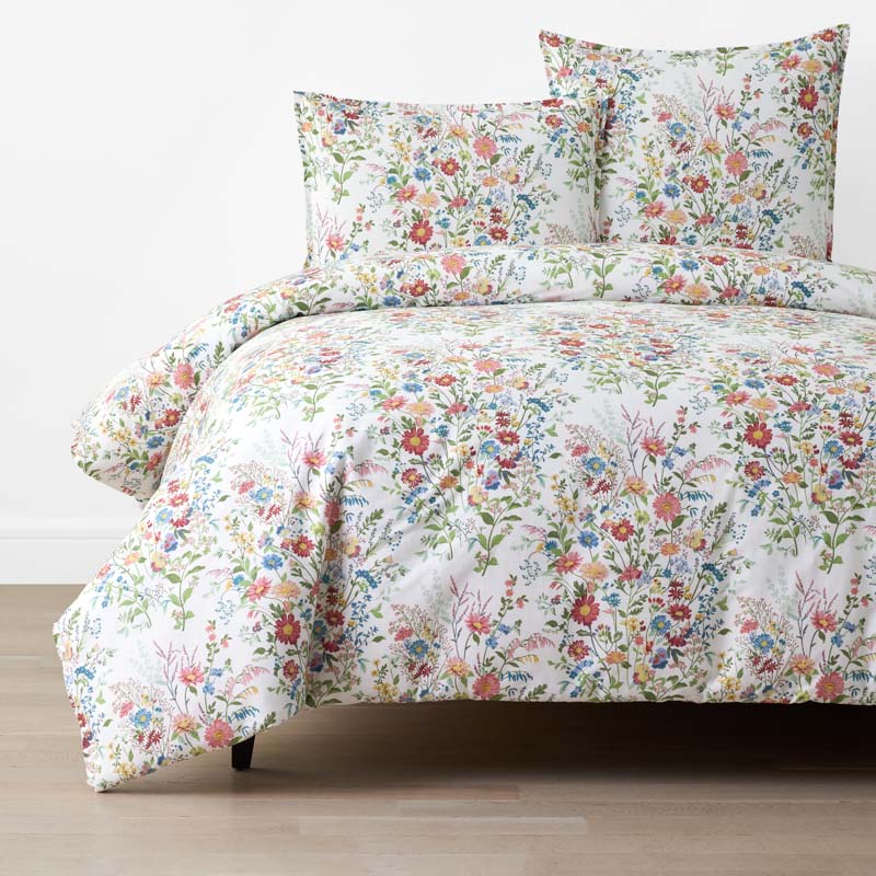 Springtime Bouquets Duvet Cover - White, Full/Queen