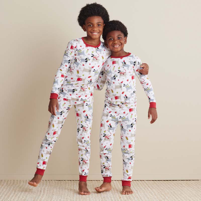 Family Printed Peruvian Cotton Kid's Pajama Set - Holiday Paws, 4T