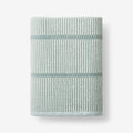 Narrow Stripe Reversible Cotton Bath Towel - Spa Green