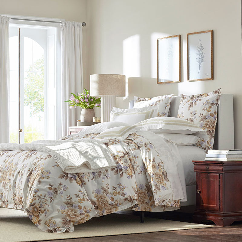 Primrose Bloom Premium Smooth Wrinkle-Free Sateen Duvet Cover - Beige Multi, Full