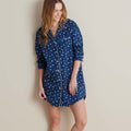 Printed Poplin Women's Nightshirt - Navy Hearts, M