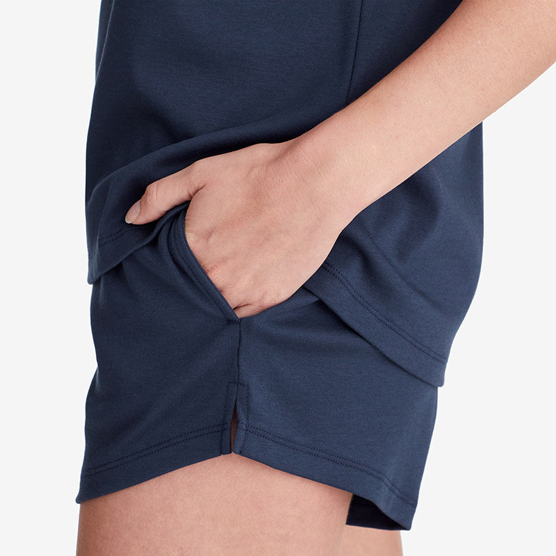 Pima Cotton Women's Shorts Set - Navy, XXL