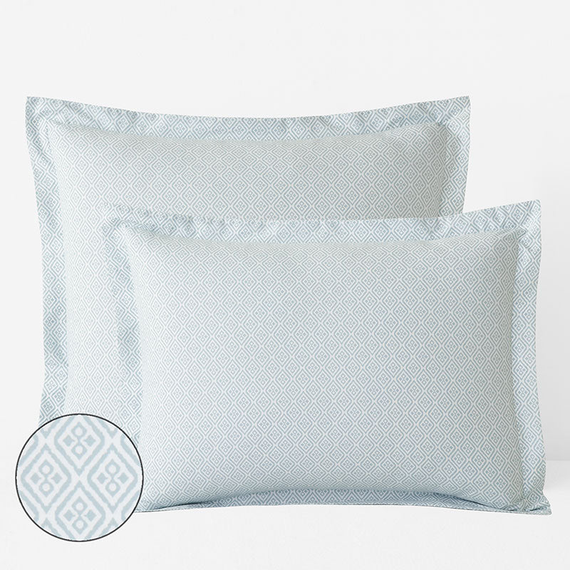 Clemencia Classic Cool Cotton Percale Sham - Geo Pale Blue, Euro