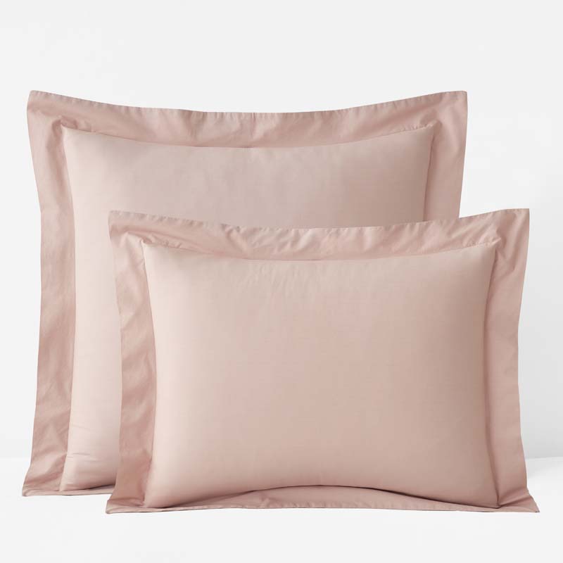 Solid Garment Washed Cotton Percale Sham - Rose, Euro