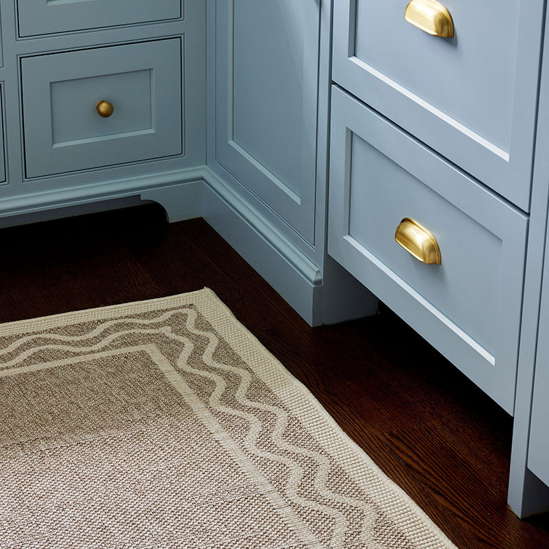 Wave Border Outdoor Rug -  Gray, 5' 3" x 7'
