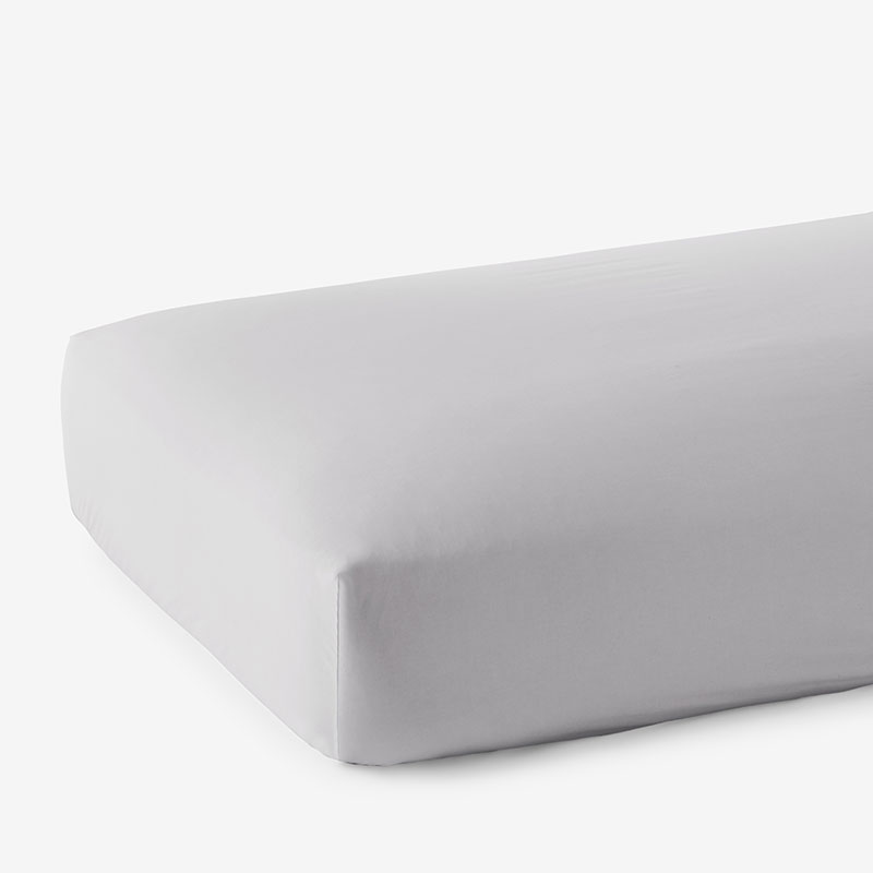 Premium Smooth Supima® Cotton Wrinkle-Free Sateen Fitted Bed Sheet - Light Gray, Queen