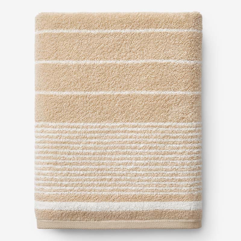 Plush Spa Stripe Bath Sheet - Light Antique Beige