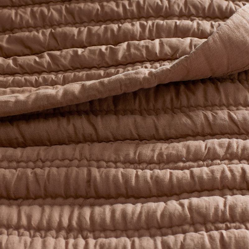 Premium Breathable Washed Linen Solid Quilted Sham - Clay, Euro