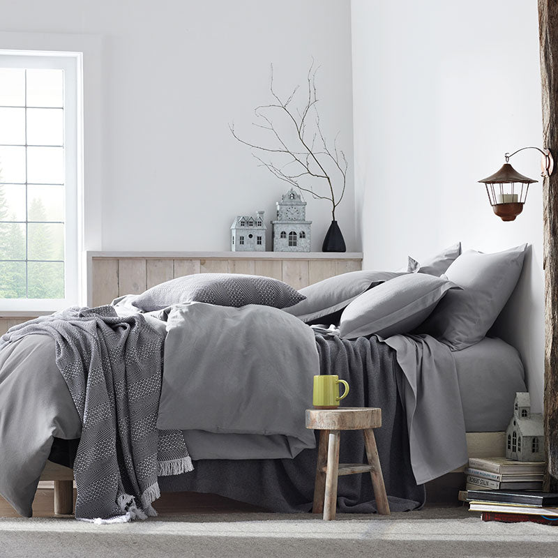 Classic Ultra-Cozy Cotton Velvet Flannel Pillowcase Set - Slate Gray, Standard