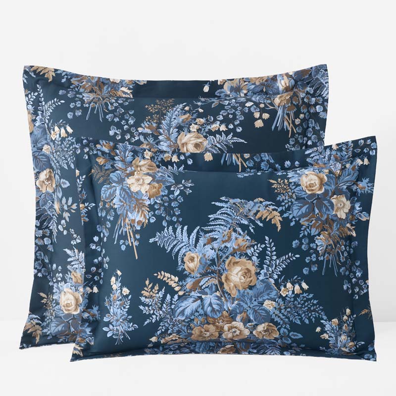 Antara Reversible Premium Smooth Sateen Sham - Navy, Euro