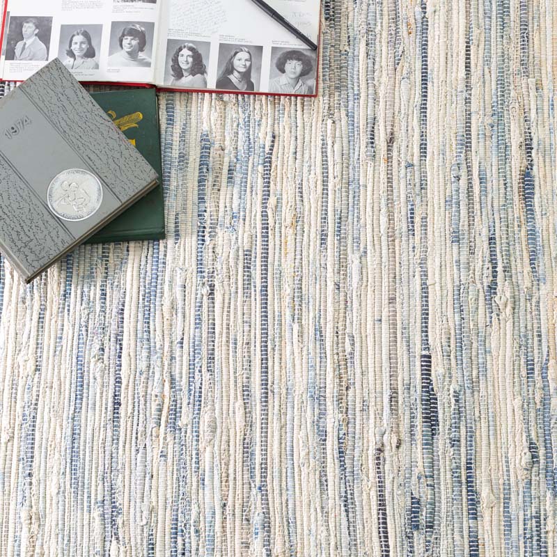 Denim Rag Handwoven Cotton Rug - Blue, 2' x 3'