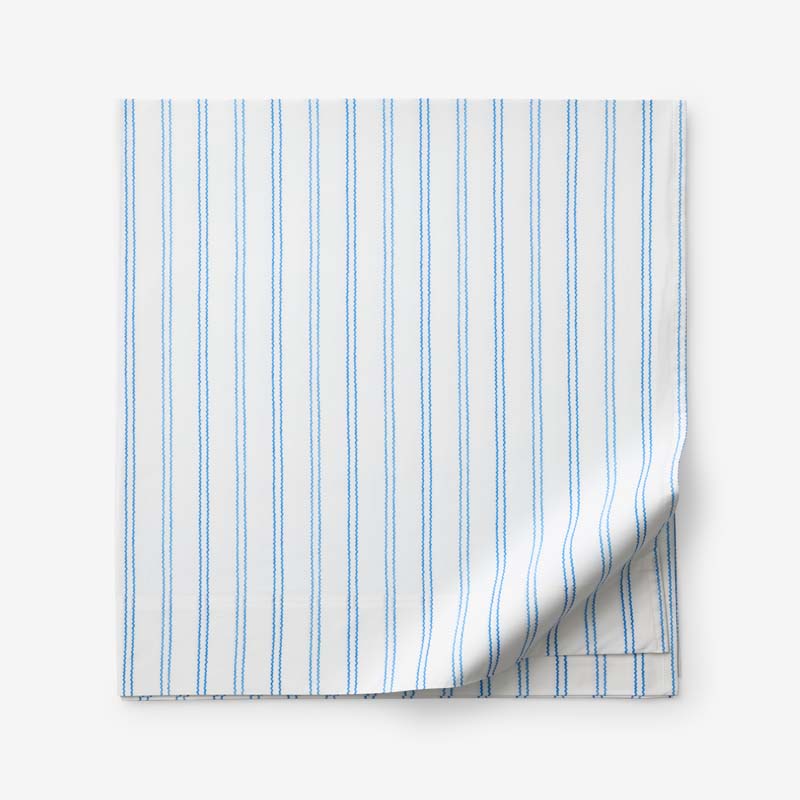 Blossoms and Stripes Classic Cool Cotton Percale Flat Bed Sheet - Squiggle Stripe, Full
