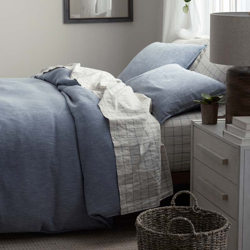 Mini Waffle Duvet Cover - Denim Blue, King/Cal. King