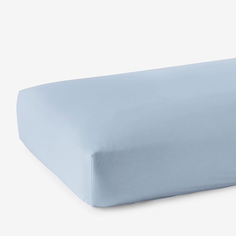 Classic Smooth Sateen Solid Fitted Bed Sheet - Light Blue, Twin