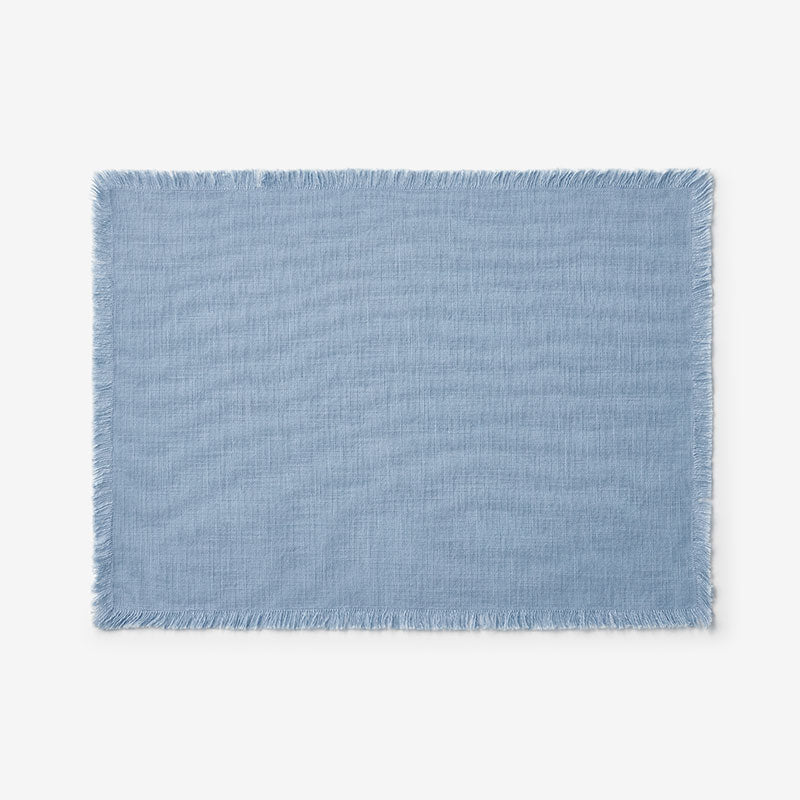 Solid Fringe Placemats, Set of 4 - Pale Blue