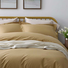 Solid Garment Washed Cotton Percale Pillowcase Set - Wheat, King