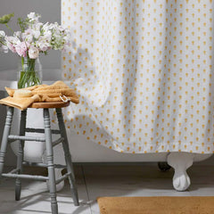 Mini-Prints Garment Washed Cotton Percale Shower Curtain - Flowers Yellow